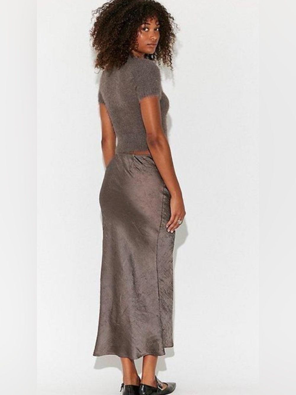 Free People - NWT Alexandra Crushed Satin Maxi Skirt Set Large